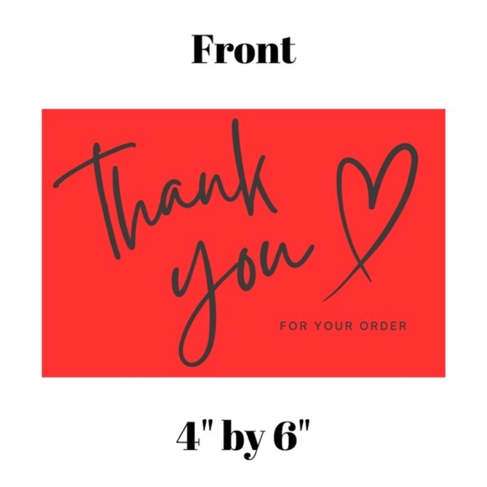 Set of 10 Bright Red Thank You Postcards